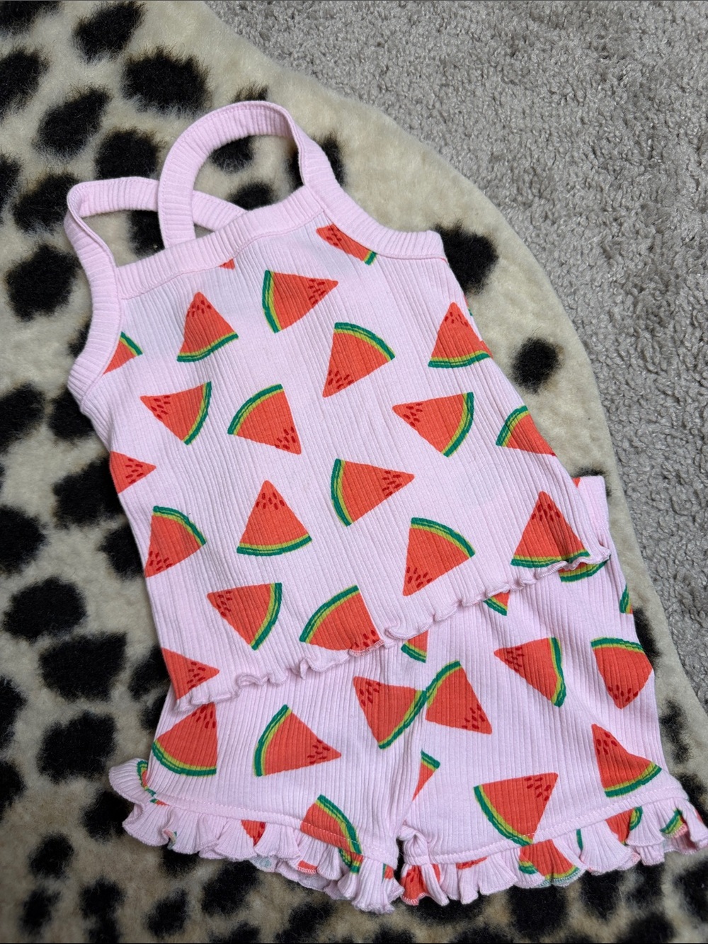 Cat & Jack Pink Watermelon Ruffle Tank & Shorts Set